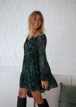 Robes-EASY-CLOTHES Robe Edith - verte et bleue à fleursEasy Clothes Verte et bleue à fleurs       