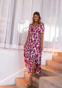 Robes-EASY-CLOTHES Robe Eugenia à fleurs | Robe coupe classique fleurie | Prêt-à-porter en ligne | Easy Clothes