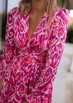 Robes-EASY-CLOTHES Robe Farella | Rose à Motifs | Élégante & ConfortableEasy Clothes Rose à motifs       