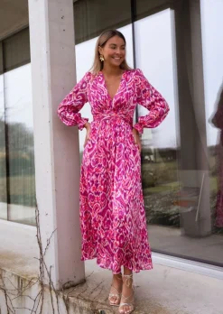 Robes-EASY-CLOTHES Robe Farella | Rose à Motifs | Élégante & ConfortableEasy Clothes Rose à motifs