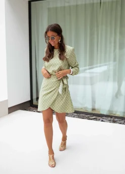 Robes-EASY-CLOTHES Robe Flavie - verte à poisEasy Clothes Verte à pois