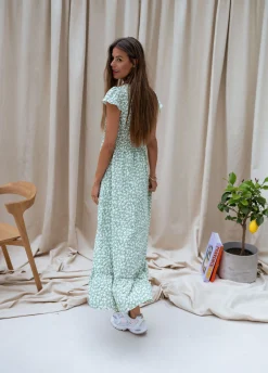 Robes-EASY-CLOTHES Robe Gaella - verte à fleursEasy Clothes Verte à fleurs       