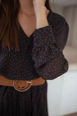 Robes-EASY-CLOTHES Robe Gaelle - bleue et bruneEasy Clothes Bleue et brune       