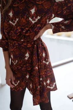 Robes-EASY-CLOTHES Robe Giulia - brune à motifsEasy Clothes Brune à motifs       