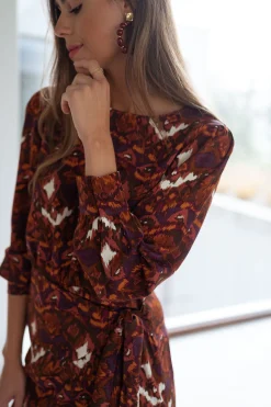 Robes-EASY-CLOTHES Robe Giulia - brune à motifsEasy Clothes Brune à motifs       