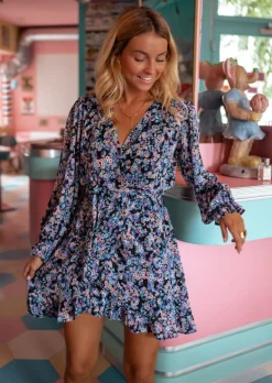 Robes-EASY-CLOTHES Robe Hilary - À Fleurs - Décolleté en V - Création Easy Clothes À fleurs