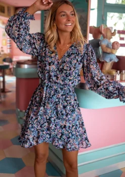 Robes-EASY-CLOTHES Robe Hilary - À Fleurs - Décolleté en V - Création Easy Clothes À fleurs       