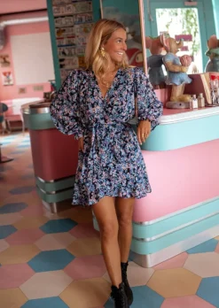 Robes-EASY-CLOTHES Robe Hilary - À Fleurs - Décolleté en V - Création Easy Clothes À fleurs       