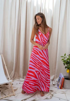Robes-EASY-CLOTHES Robe Joyce CREATION - mauve et rougeEasy Clothes Mauve et rouge       