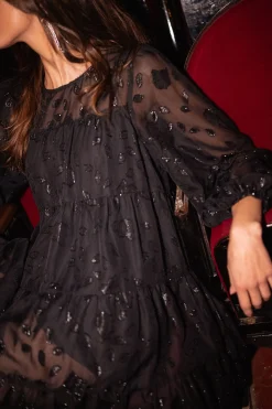 Robes-EASY-CLOTHES Robe Lomane - noire à motifs brillantsEasy Clothes Noire à motifs brillants