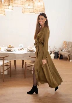 Robes-EASY-CLOTHES Robe longue Elita - ocreEasy Clothes Ocre