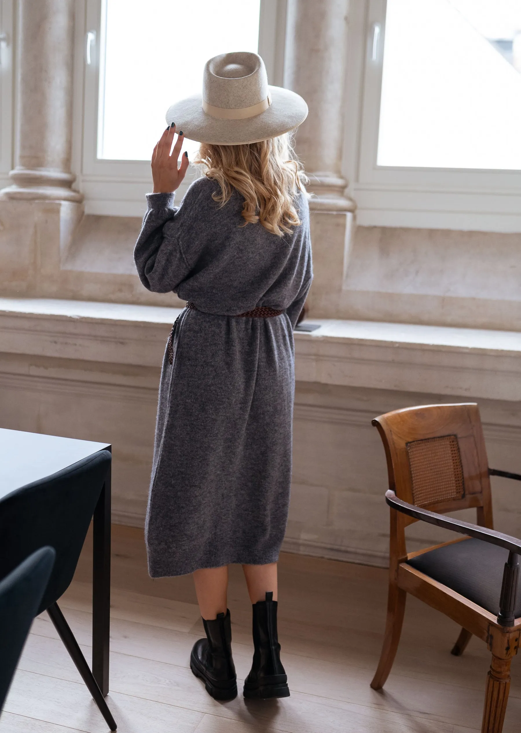 Robes-EASY-CLOTHES Robe longue Molly - grise en mailleEasy Clothes Grise en maille