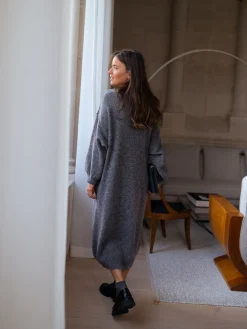 Robes-EASY-CLOTHES Robe longue Molly - grise en mailleEasy Clothes Grise en maille