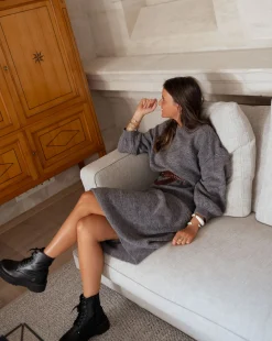 Robes-EASY-CLOTHES Robe longue Molly - grise en mailleEasy Clothes Grise en maille