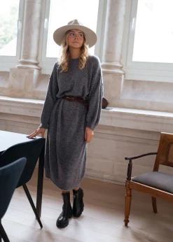 Robes-EASY-CLOTHES Robe longue Molly - grise en mailleEasy Clothes Grise en maille