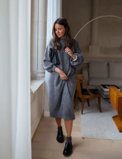 Robes-EASY-CLOTHES Robe longue Molly - grise en mailleEasy Clothes Grise en maille