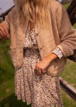 Robes-EASY-CLOTHES Robe Lysou Beige - Manches Longues - Fluide - Boucle DoréeEasy Clothes Beige       