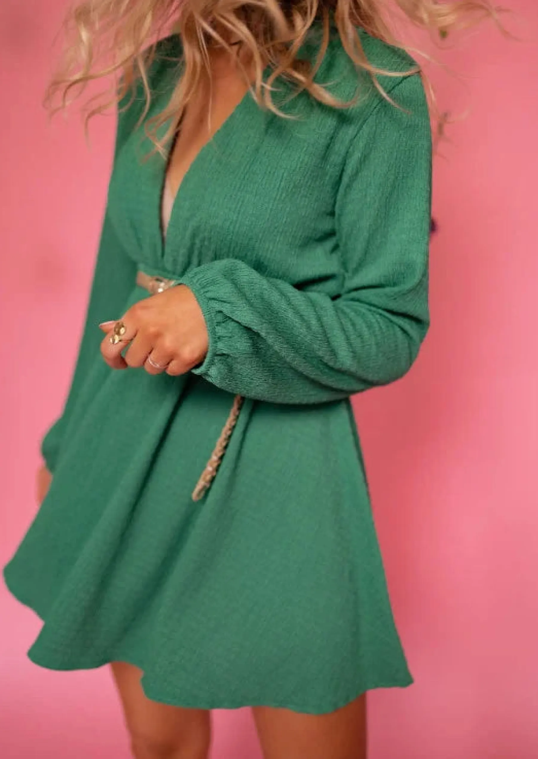 Robes-EASY-CLOTHES Robe Nella Verte | Made In Italy | Manches Longues | Easy Clothes Verte
