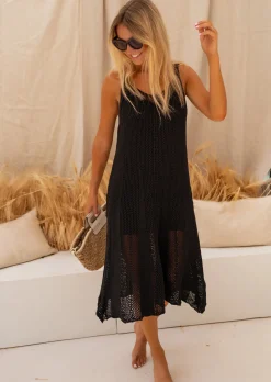 Robes-EASY-CLOTHES Robe Noire en Crochet - Wendy - Made in Italy - Printemps Été 2023Easy Clothes Noire en crochet       