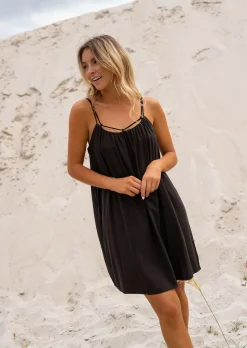 Robes-EASY-CLOTHES Robe Noire Jill - Fluide - Vêtements FemmeEasy Clothes Noire       