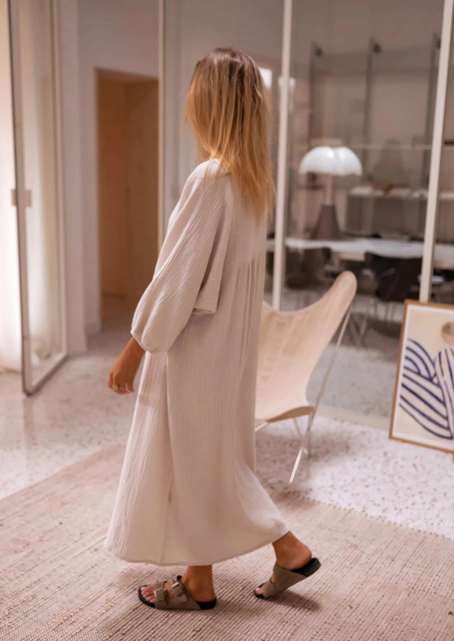 Robes-EASY-CLOTHES Robe Nolan - Beige - Gaze De Coton - Vêtements FemmeEasy Clothes Beige en gaze de coton