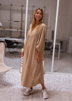 Robes-EASY-CLOTHES Robe Nolan - Couleur Camel - Gaze De Coton - AmpleEasy Clothes Camel en gaze de coton       