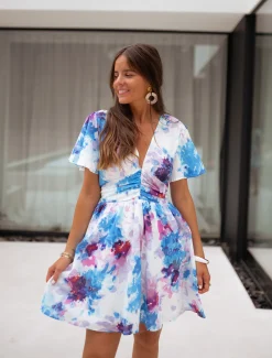 Robes-EASY-CLOTHES Robe Nora - bleue à motifsEasy Clothes Bleue à motifs       