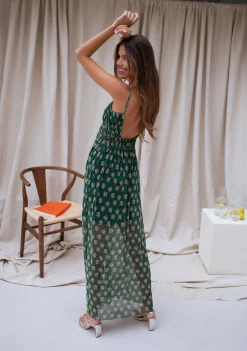 Robes-EASY-CLOTHES Robe Opera CREATION - verte à motifsEasy Clothes Verte à motifs       