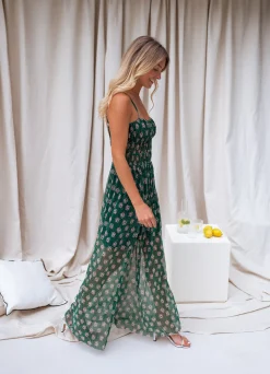 Robes-EASY-CLOTHES Robe Opera CREATION - verte à motifsEasy Clothes Verte à motifs       