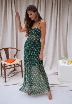 Robes-EASY-CLOTHES Robe Opera CREATION - verte à motifsEasy Clothes Verte à motifs       