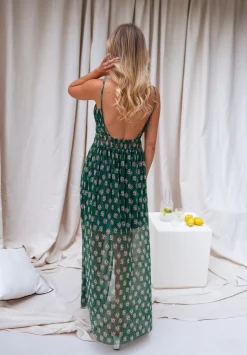 Robes-EASY-CLOTHES Robe Opera CREATION - verte à motifsEasy Clothes Verte à motifs       