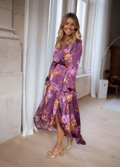 Robes-EASY-CLOTHES Robe Pantin CREATION - mauve à fleursEasy Clothes Mauve à fleurs