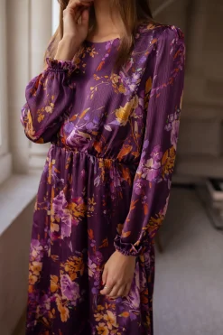 Robes-EASY-CLOTHES Robe Pantin CREATION - mauve à fleursEasy Clothes Mauve à fleurs       