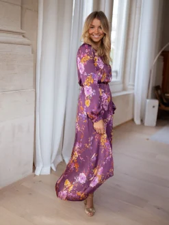 Robes-EASY-CLOTHES Robe Pantin CREATION - mauve à fleursEasy Clothes Mauve à fleurs       