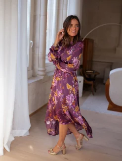 Robes-EASY-CLOTHES Robe Pantin CREATION - mauve à fleursEasy Clothes Mauve à fleurs       