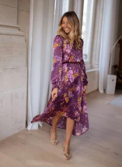 Robes-EASY-CLOTHES Robe Pantin CREATION - mauve à fleursEasy Clothes Mauve à fleurs       
