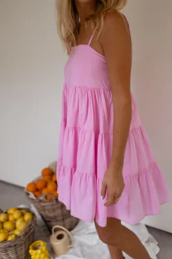 Robes-EASY-CLOTHES Robe Popie rose | Robe rose ample | Prêt-à-porter en ligne | Easy Clothes Rose       