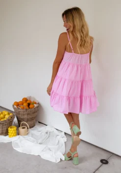 Robes-EASY-CLOTHES Robe Popie rose | Robe rose ample | Prêt-à-porter en ligne | Easy Clothes Rose       