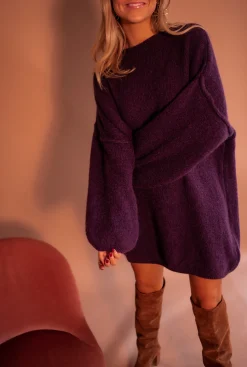 Robes-EASY-CLOTHES Robe Pull Elyas - Prune - Made In ItalyEasy Clothes Prune       