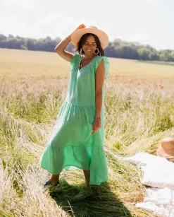 Robes-EASY-CLOTHES Robe Rodia - verte en linEasy Clothes Verte en lin       