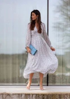 Robes-EASY-CLOTHES Robe Rosana grise à motifs | Robe longue fleurie | Prêt-à-porter en ligne | Easy Clothes Grise à motifs       