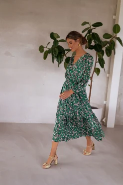 Robes-EASY-CLOTHES Robe Rosie - verte à fleursEasy Clothes Verte à fleurs       