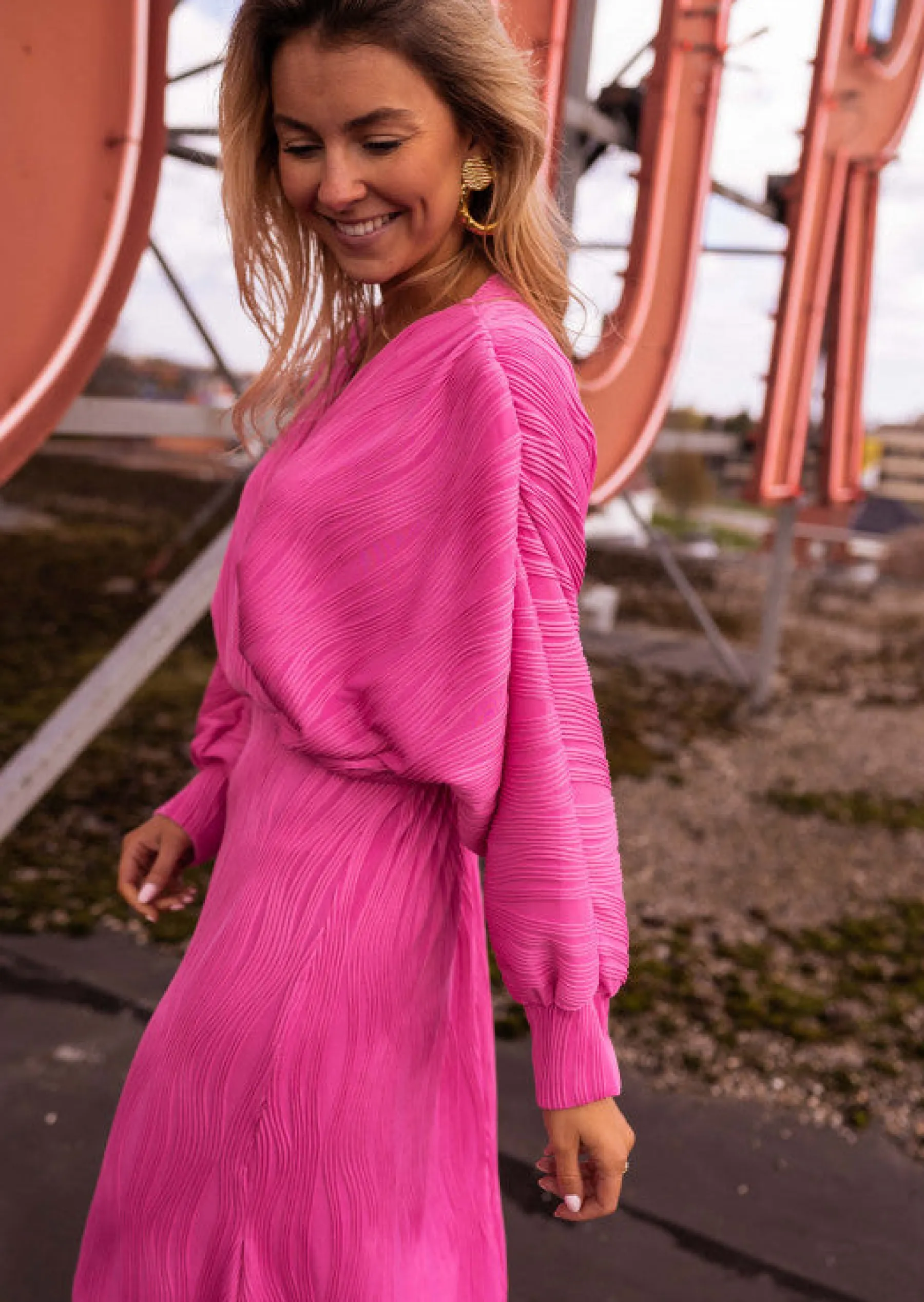 Robes-EASY-CLOTHES Robe Sega rose | Robe rose de cocktail | Prêt-à-porter en ligne | Easy Clothes Rose