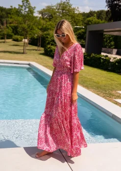 Robes-EASY-CLOTHES Robe Sienna rose à motifs | Robe longue colorée | Prêt-à-porter en ligne | Easy Clothes Rose à motifs       