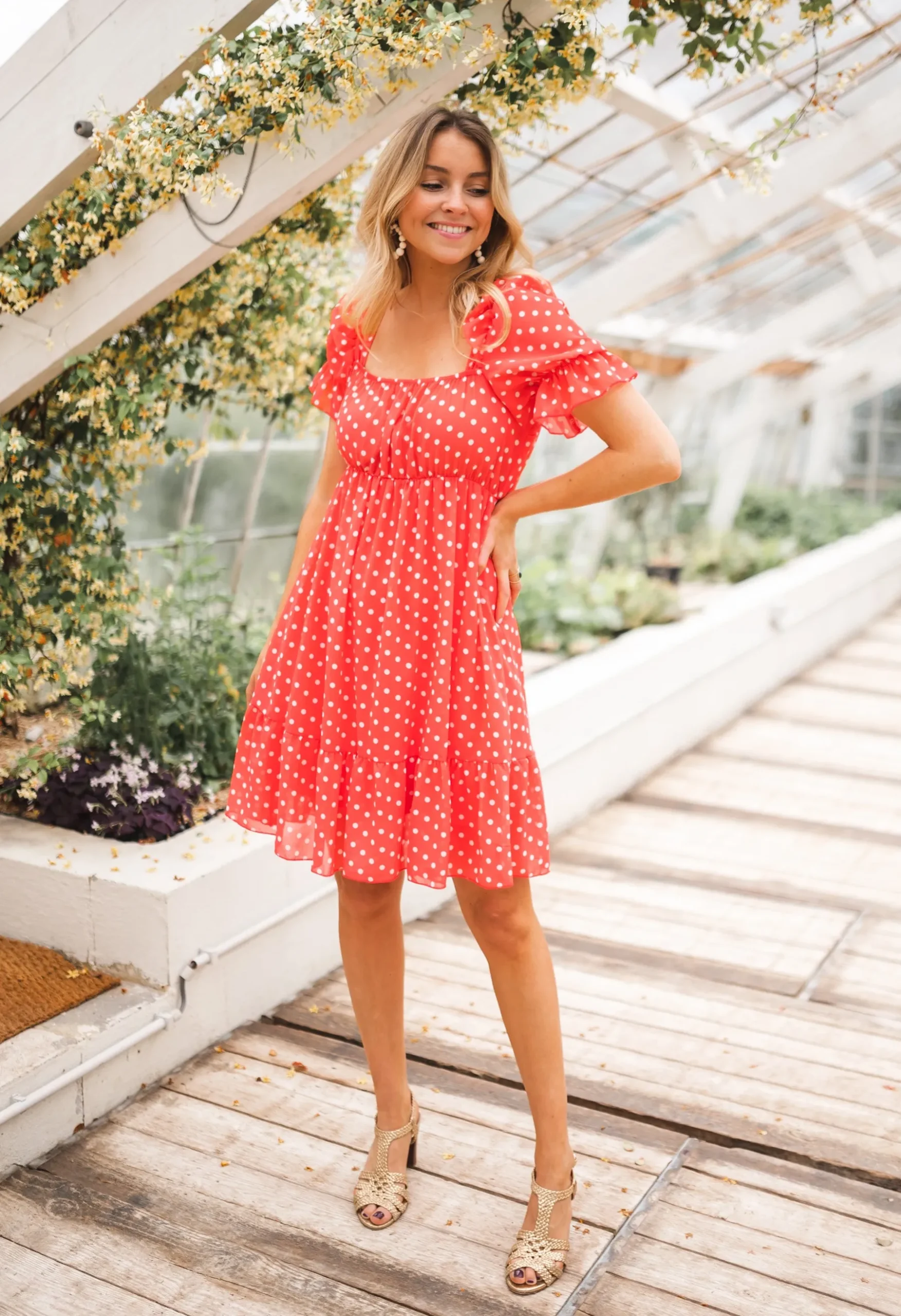 Robes-EASY-CLOTHES Robe Talou corail - à pois blancEasy Clothes À pois blanc