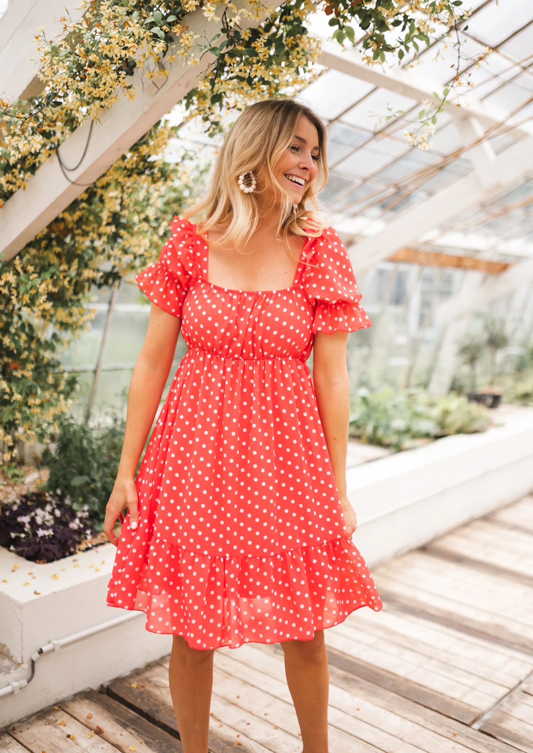 Robes-EASY-CLOTHES Robe Talou corail - à pois blancEasy Clothes À pois blanc