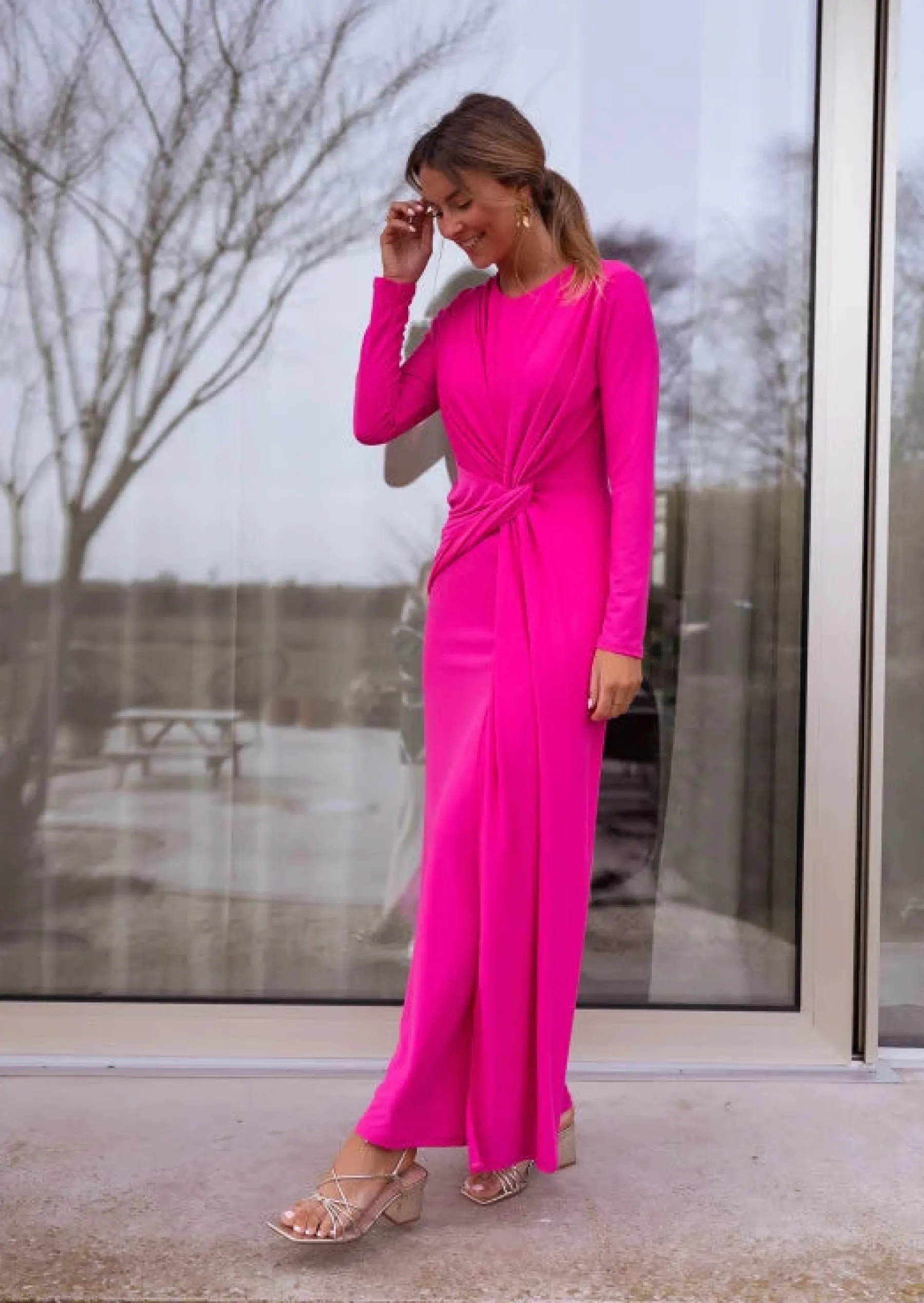 Robes-EASY-CLOTHES Robe Tary rose | Robe longue de cocktail | Prêt-à-porter en ligne | Easy Clothes Rose