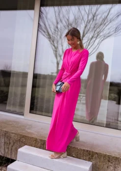 Robes-EASY-CLOTHES Robe Tary rose | Robe longue de cocktail | Prêt-à-porter en ligne | Easy Clothes Rose       
