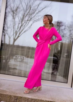 Robes-EASY-CLOTHES Robe Tary rose | Robe longue de cocktail | Prêt-à-porter en ligne | Easy Clothes Rose