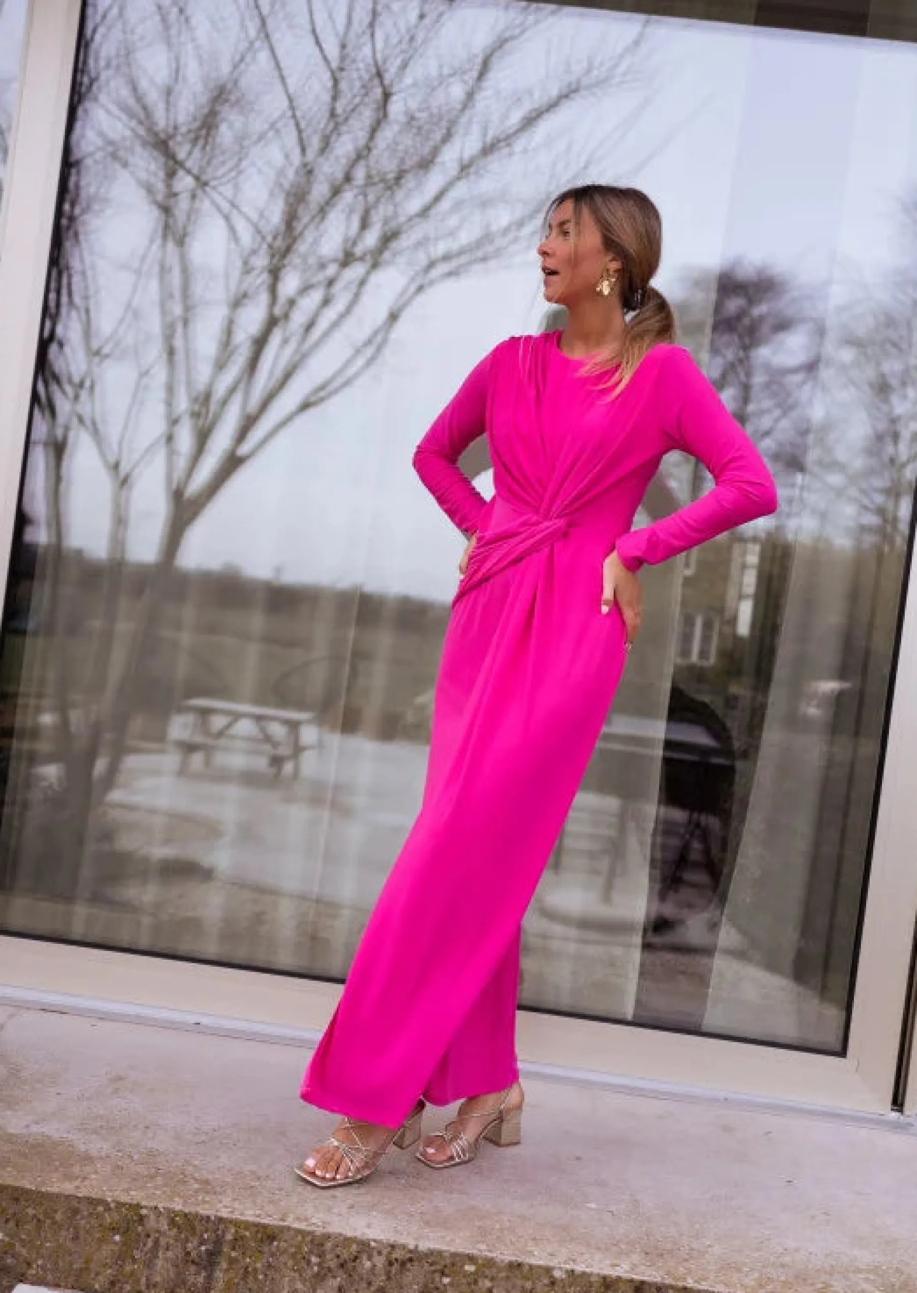 Robes-EASY-CLOTHES Robe Tary rose | Robe longue de cocktail | Prêt-à-porter en ligne | Easy Clothes Rose
